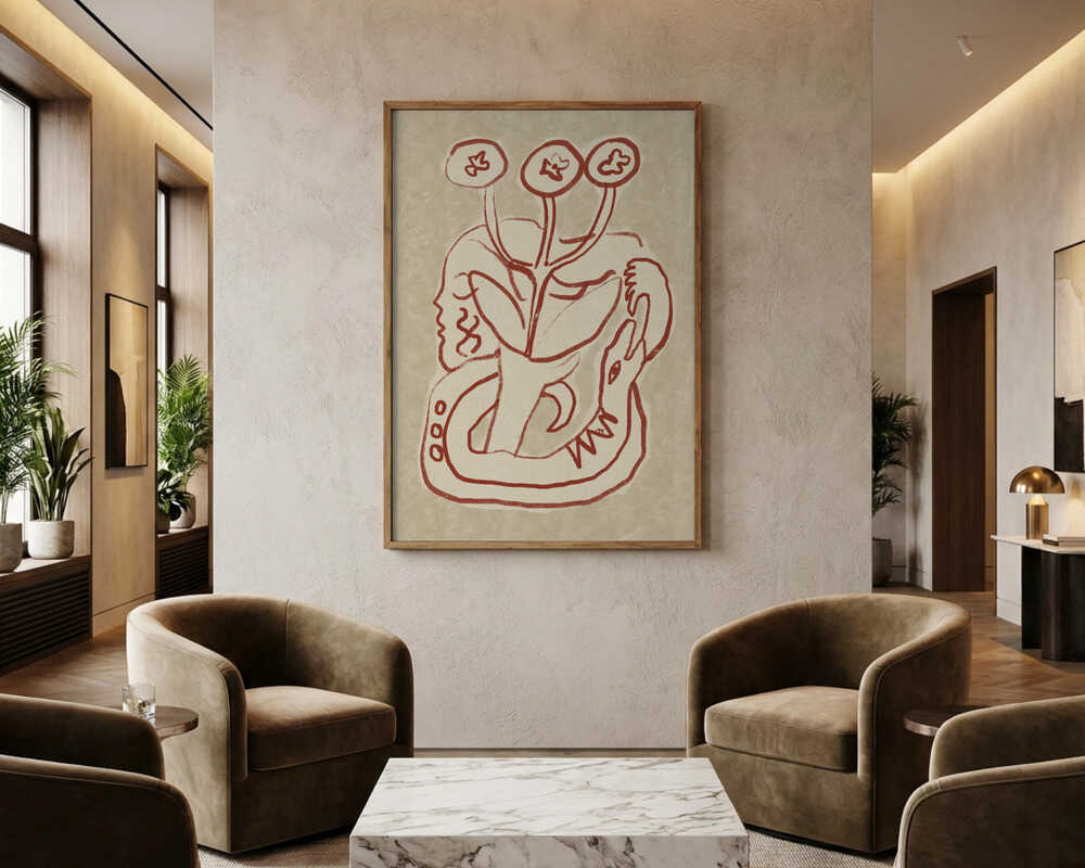 Serene Woman and Snake Poster