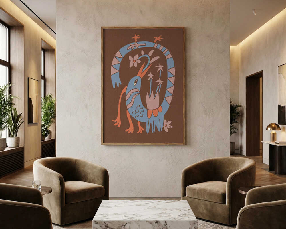 Whimsical Folk Bird Poster