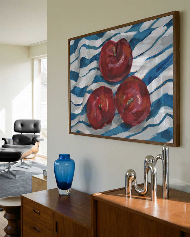 Fresh Apples on Stripes Poster