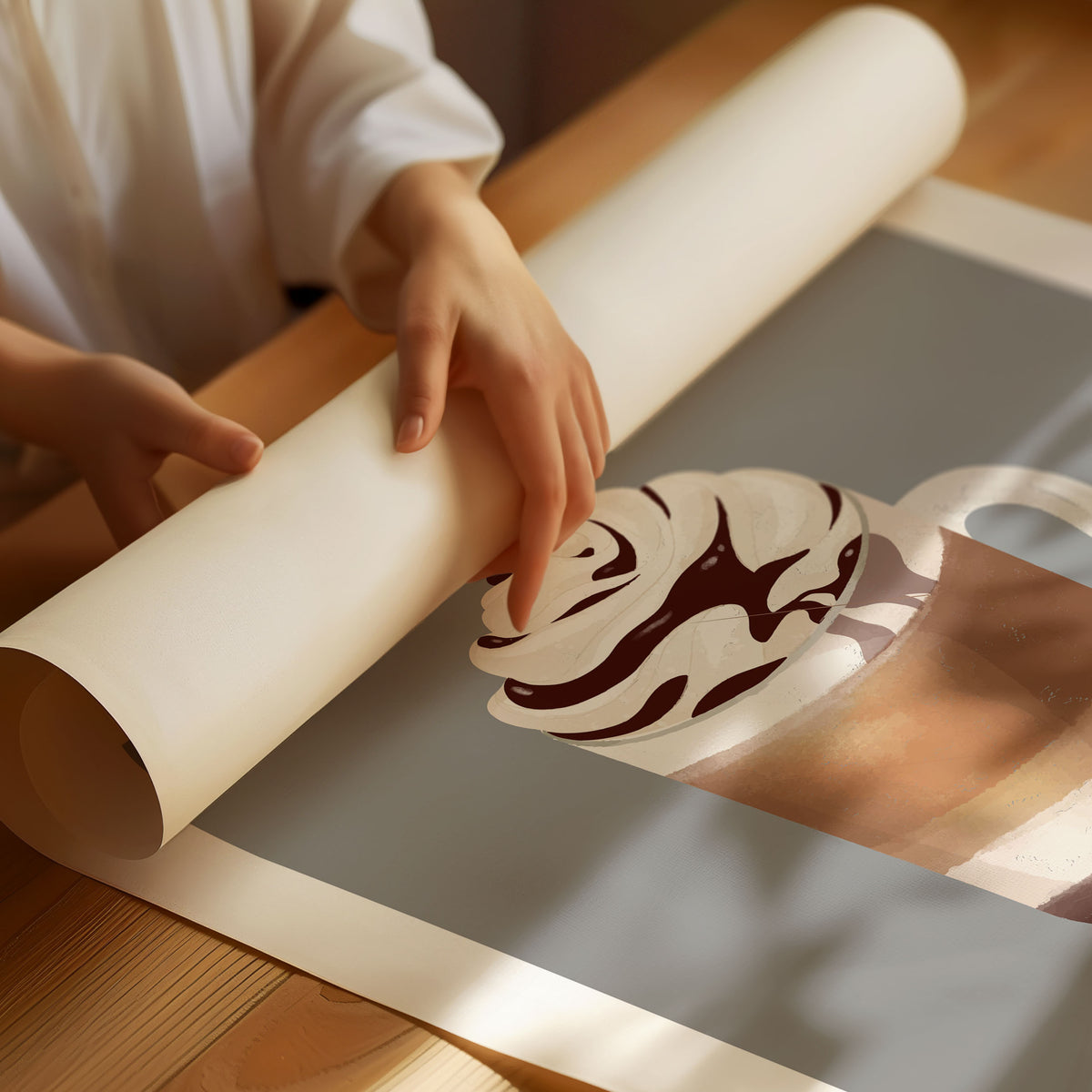 Mocha coffee poster with rich tones and modern minimalist design