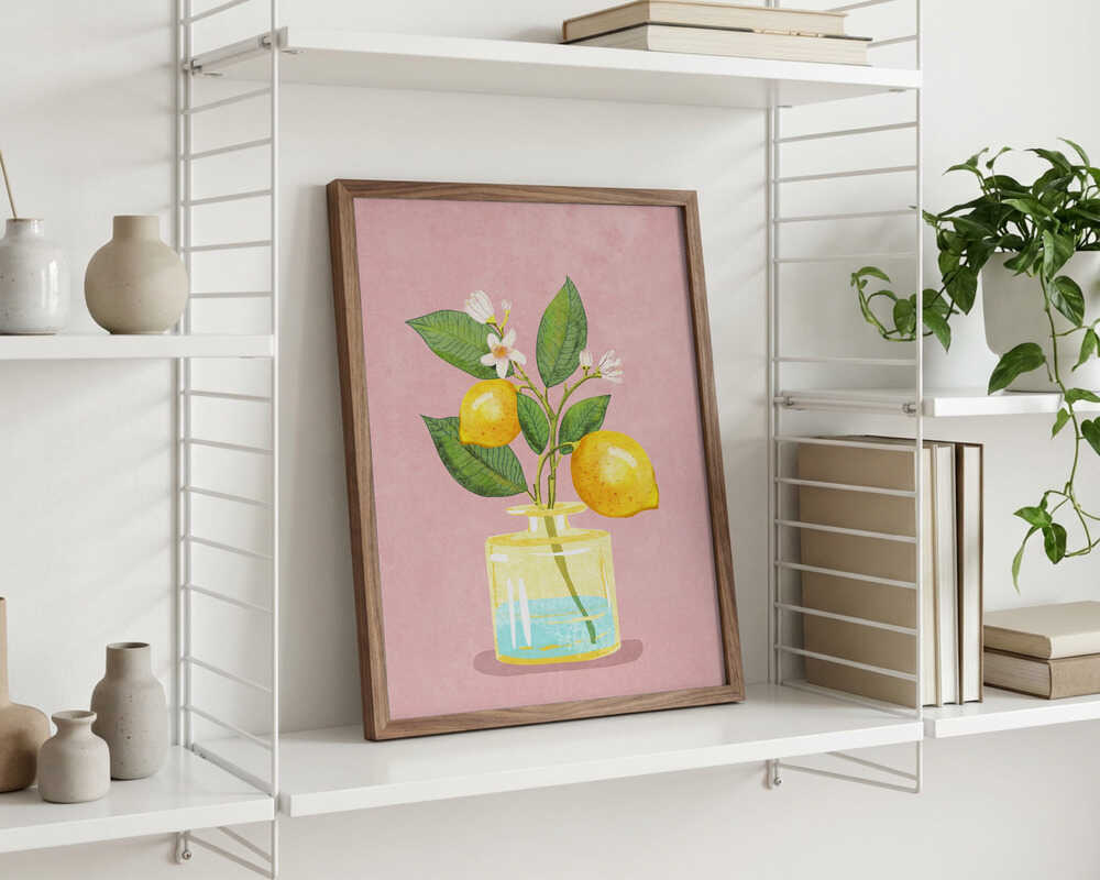 Zitronenbündel in einer Vase – Poster