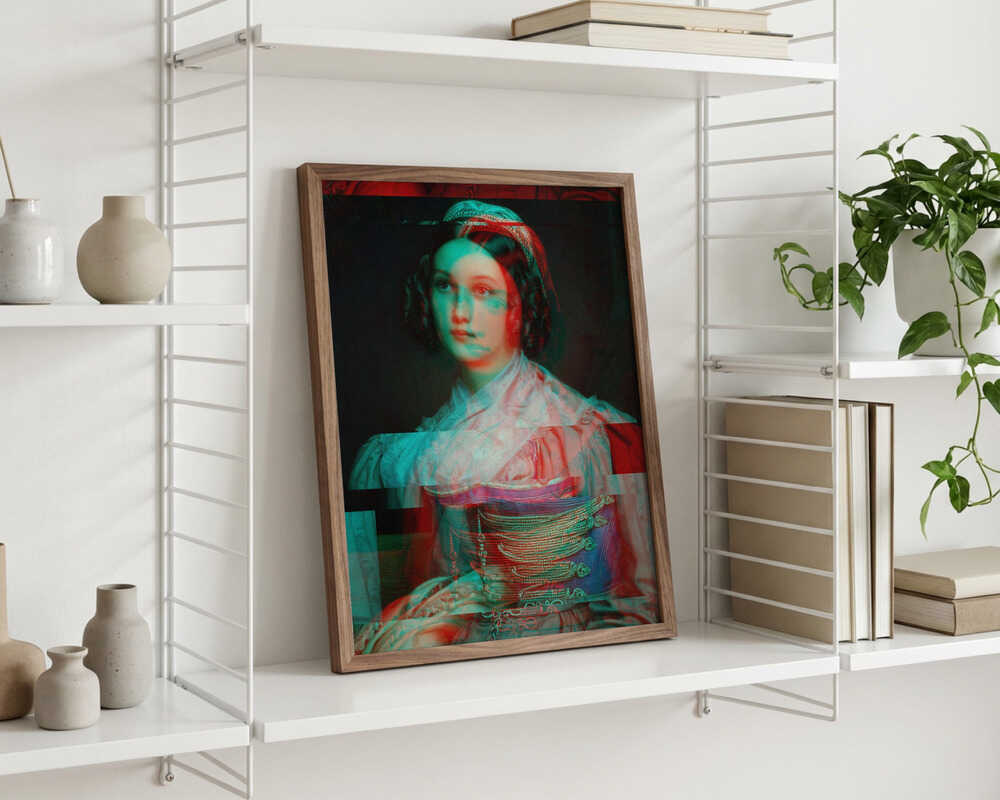 Porträt einer Frau mit Glitch-Effekt – Poster