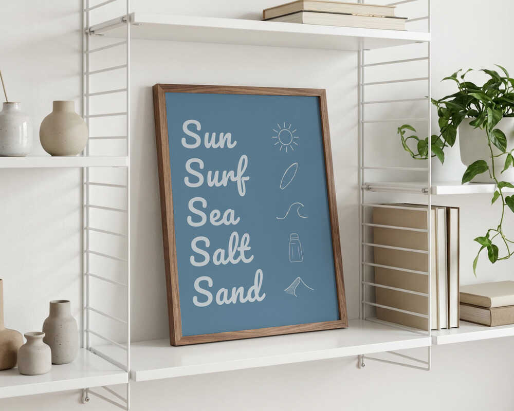 Sun Surf Sea Salt Sand Dark Blue Poster