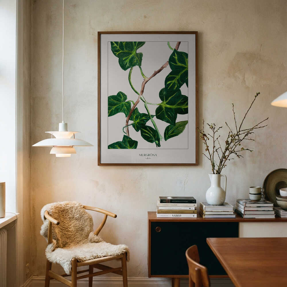 Botanisches Poster mit grünem Efeu