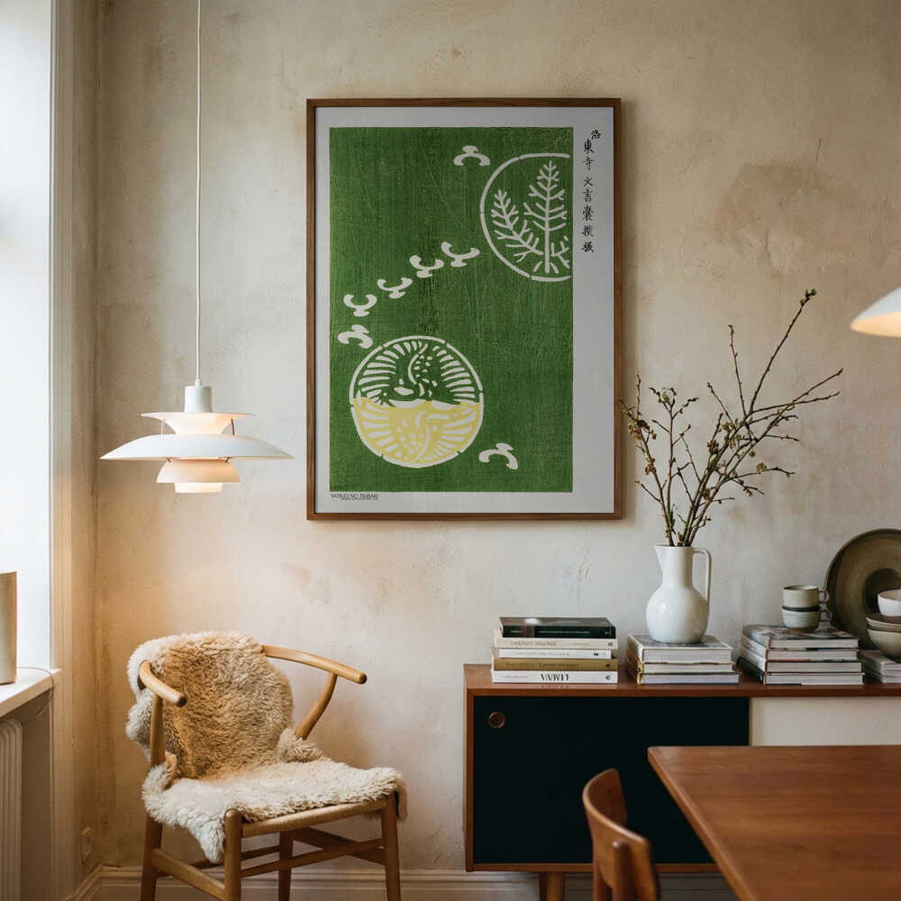 Poster Holzschnitt Grün
