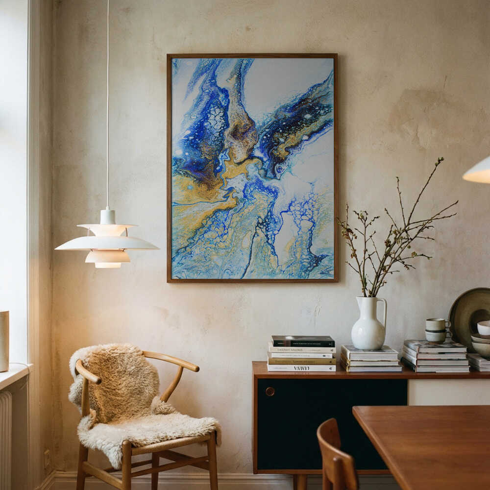 Golden Blue Flow Poster