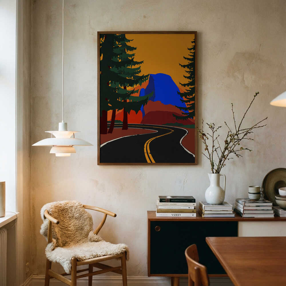Poster mit der Clacier Road und Half Dome