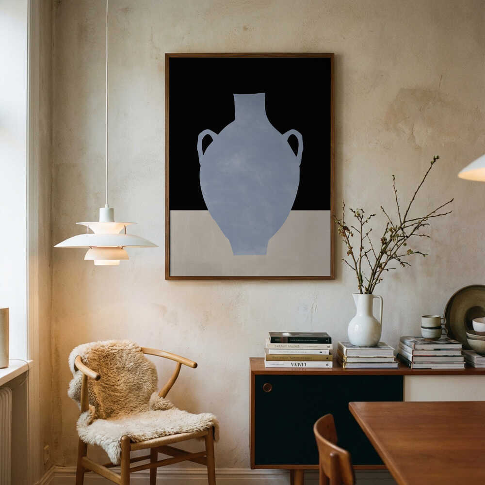 Blaues minimalistisches Vasen-Poster