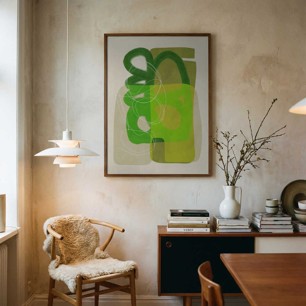 Gemalte Linien Grün Beige 4 Kopie Poster