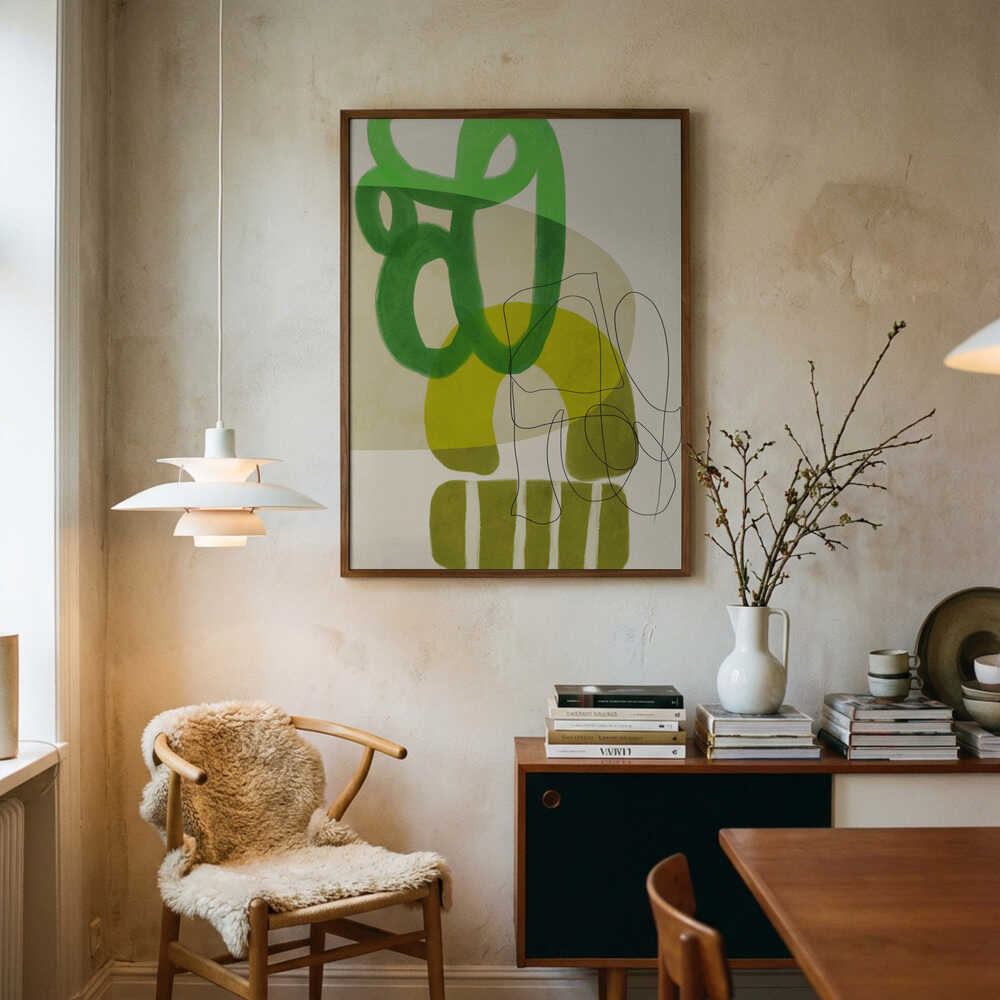 Gemalte Linien Grün Beige 2 Kopie Poster