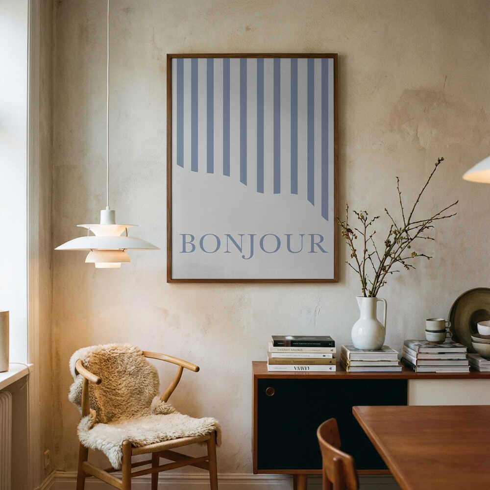 Bonjour Stripes Poster