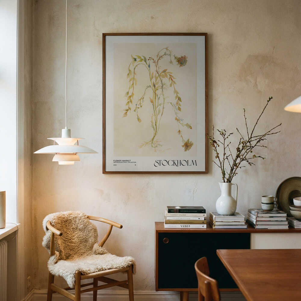 Watercolor print collection. Flower market - Stockholm Poster