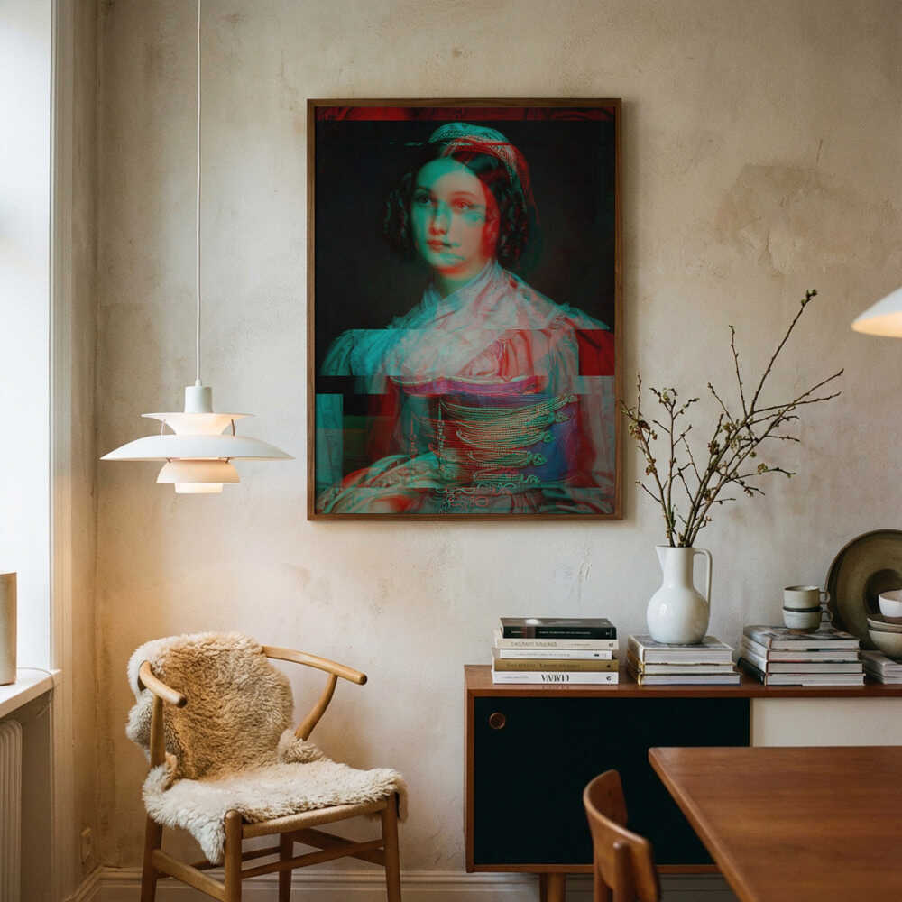 Porträt einer Frau mit Glitch-Effekt – Poster