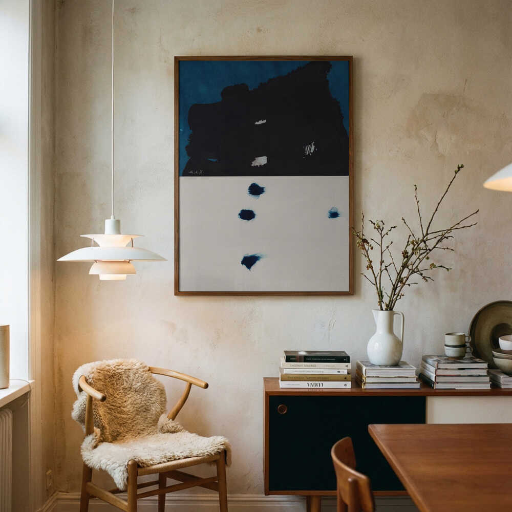 Poster mit abstrakter Indigotinte