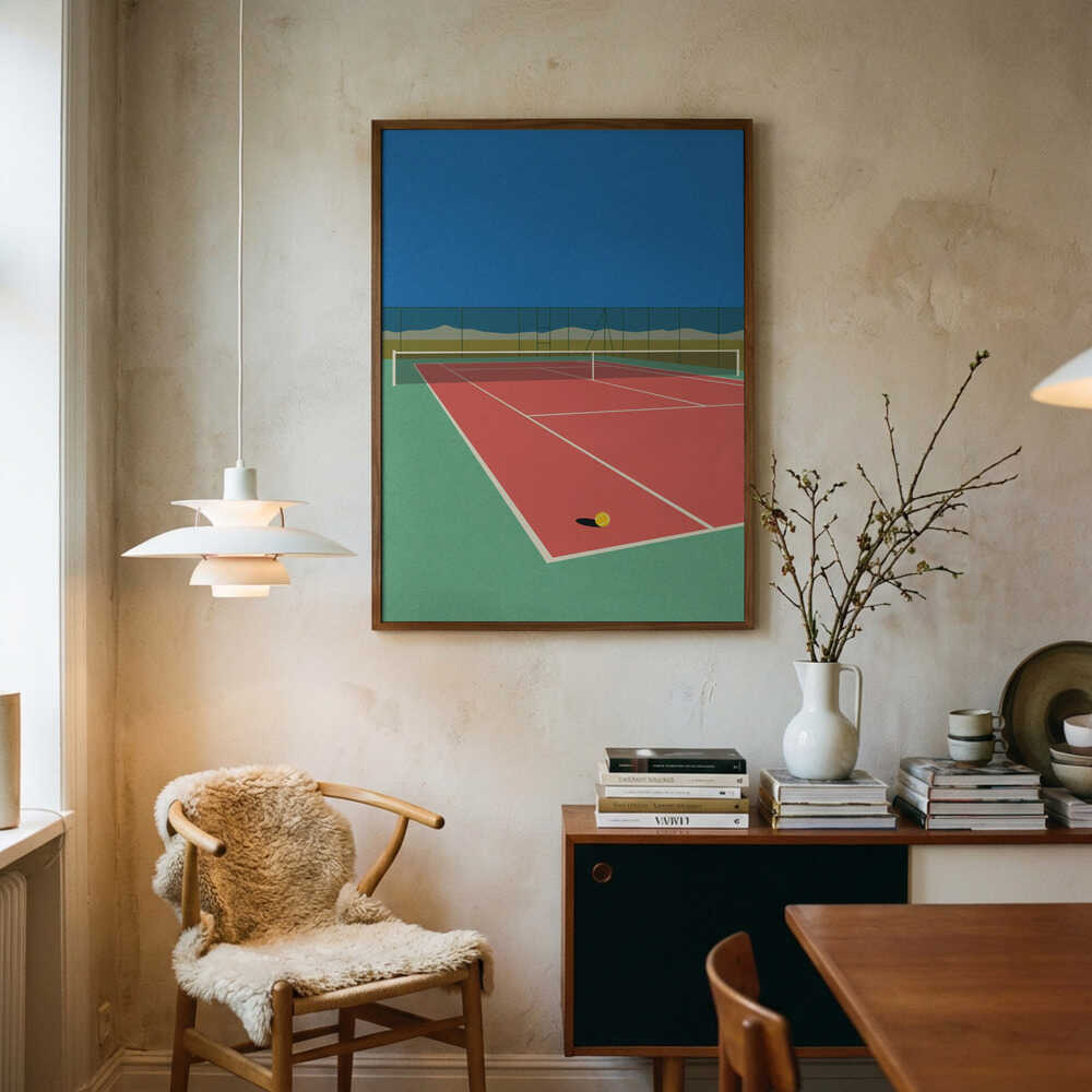 Poster „Tennisplatz in der Wüste“