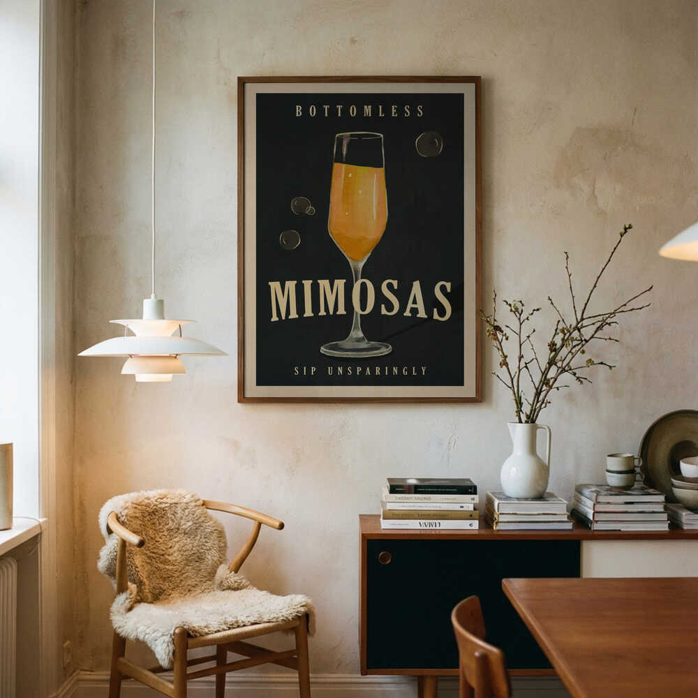 Bottomless Mimosas Art Deco Cocktail Bar Art Poster