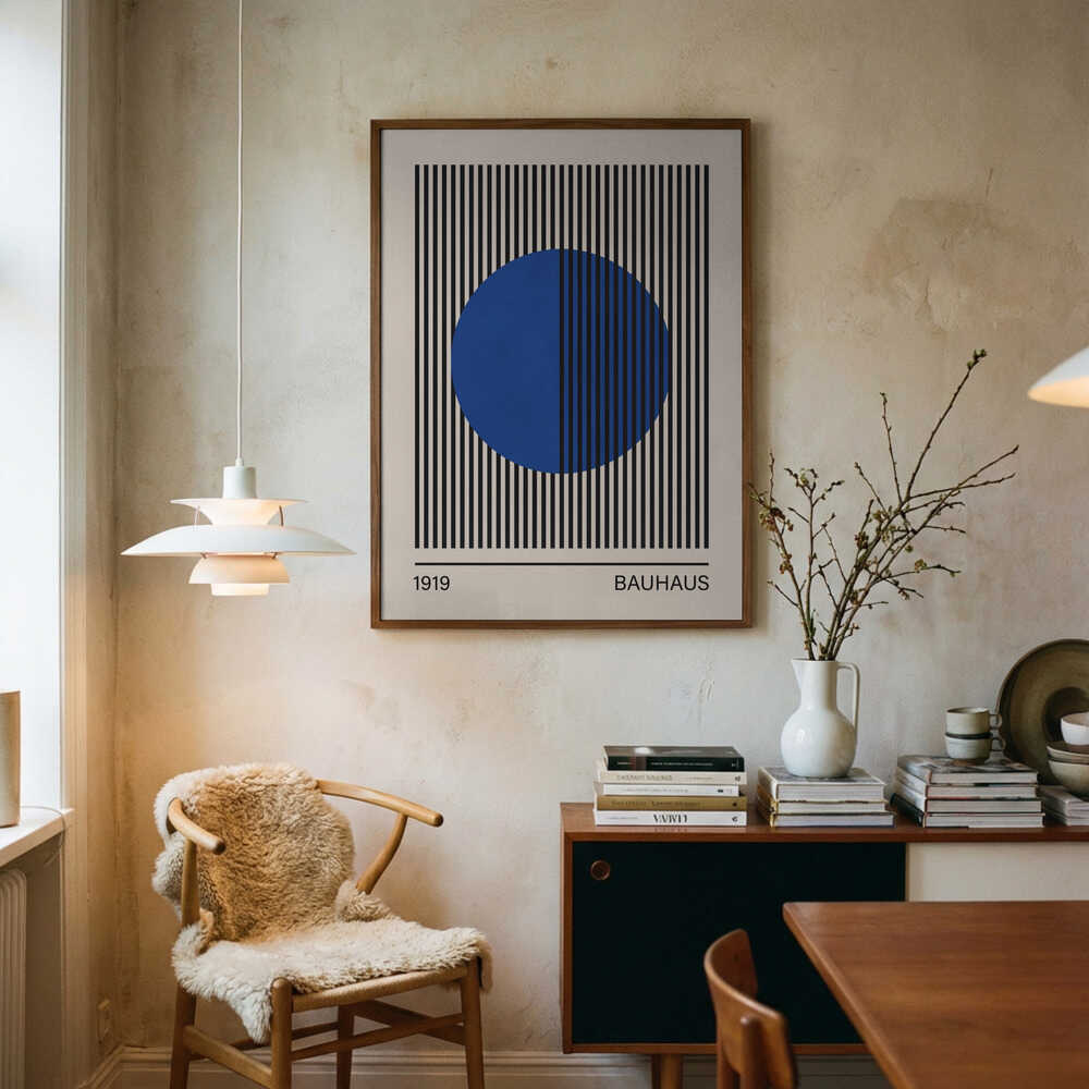 Poster mit geometrischem blauem Kreis