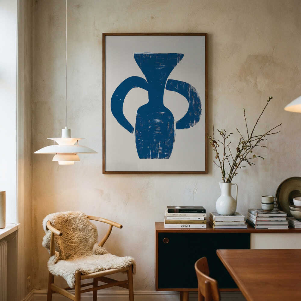 Poster mit strukturiertem blauem Gefäß