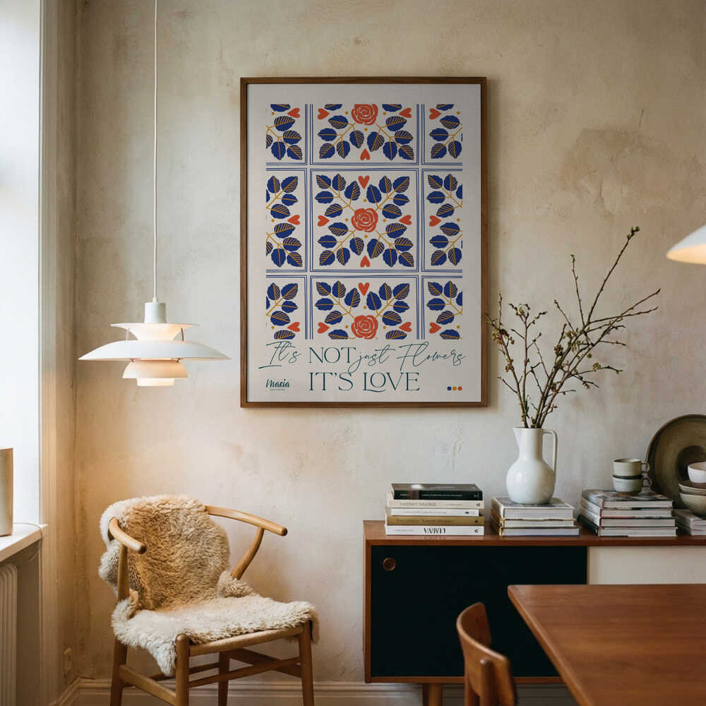 Poster mit botanischem Muster „Love Flowers“