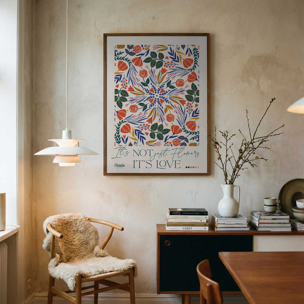 Poster mit farbenfrohem Blumenmandala