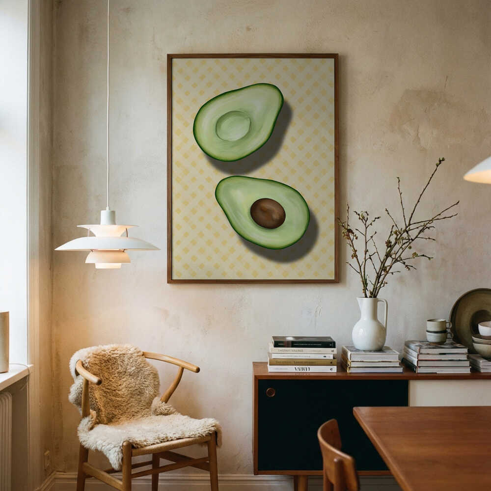 Poster mit frischen Avocadohälften