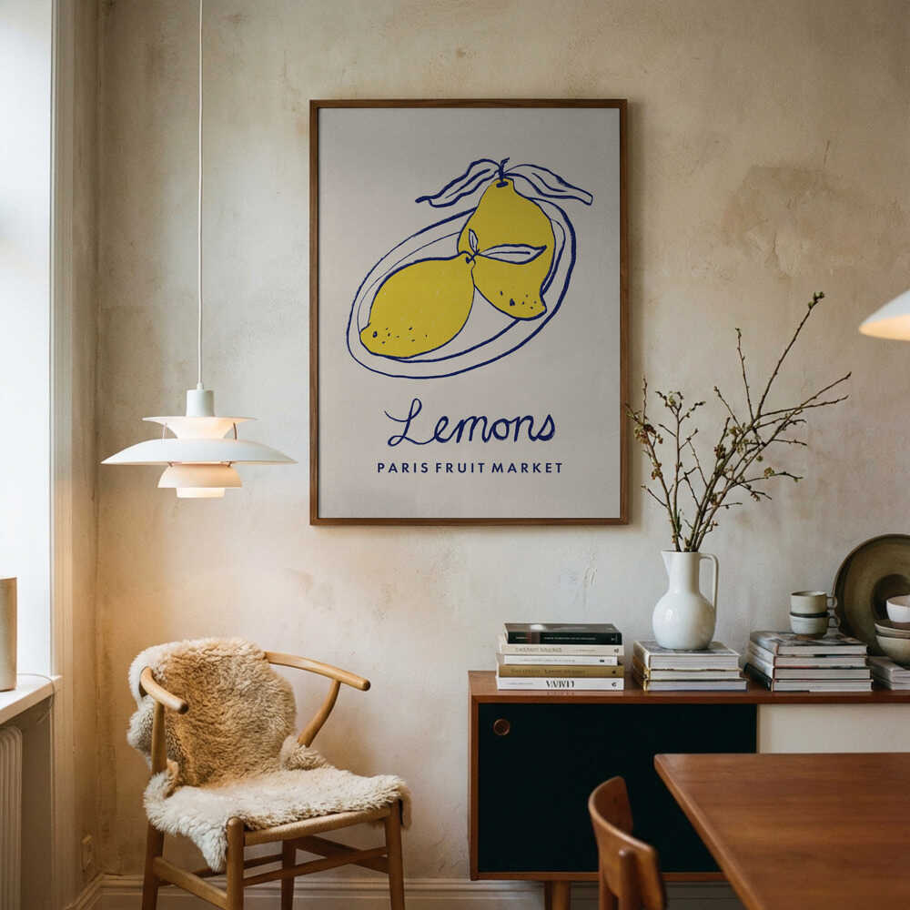 Zitronen auf dem Pariser Obstmarkt Poster