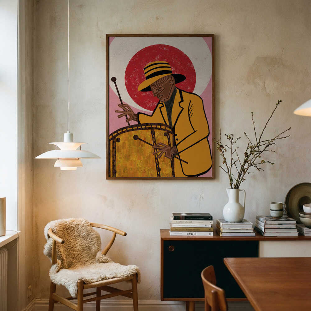Stilisierter Jazz-Schlagzeuger Poster