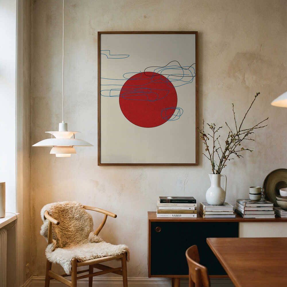 Poster mit kräftigen roten Kreisen