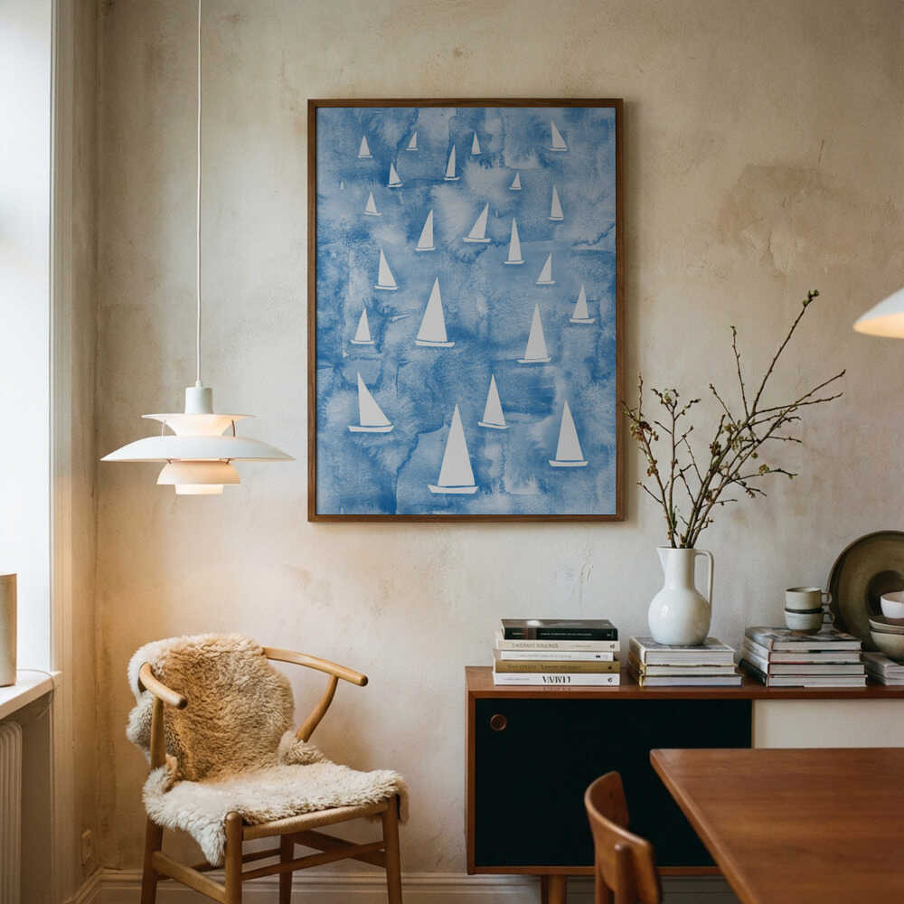 Weiße Segelboote – Poster