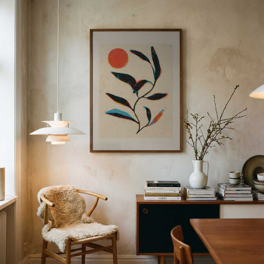 Poster mit sonnenbeschienenen Zweigen
