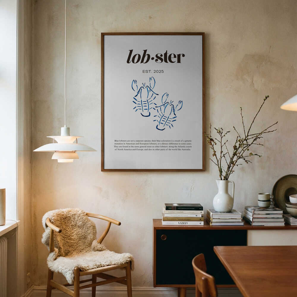 Elegant Blue Lobsters Poster