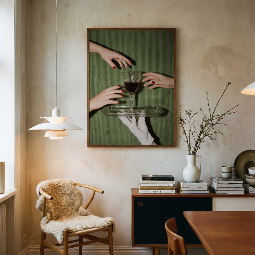 Poster mit elegantem Weinservice