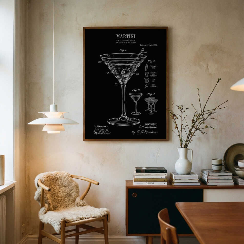 Classic Martini Patent Drawing Poster