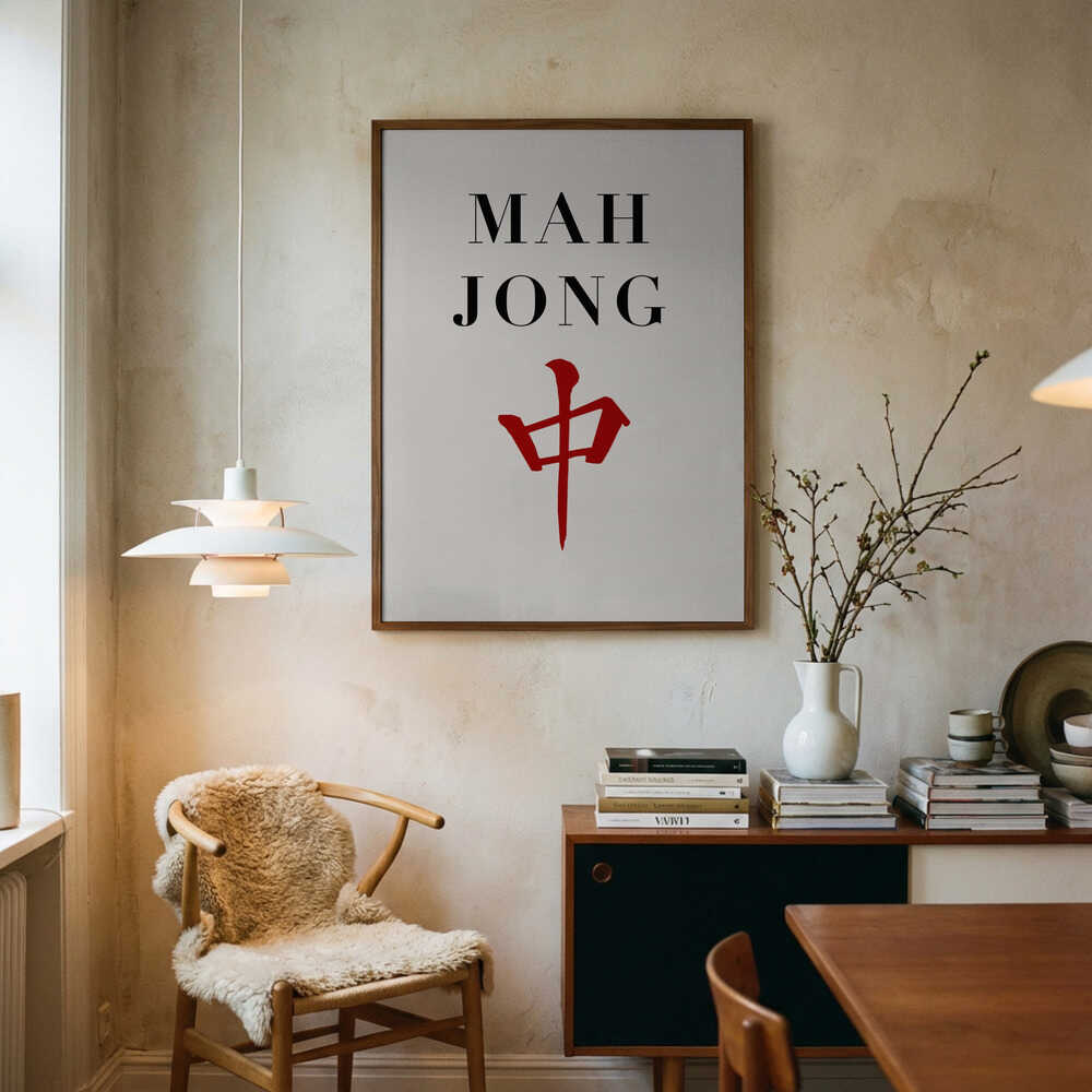 Poster „Mahjong-Spielstein Roter Drache“