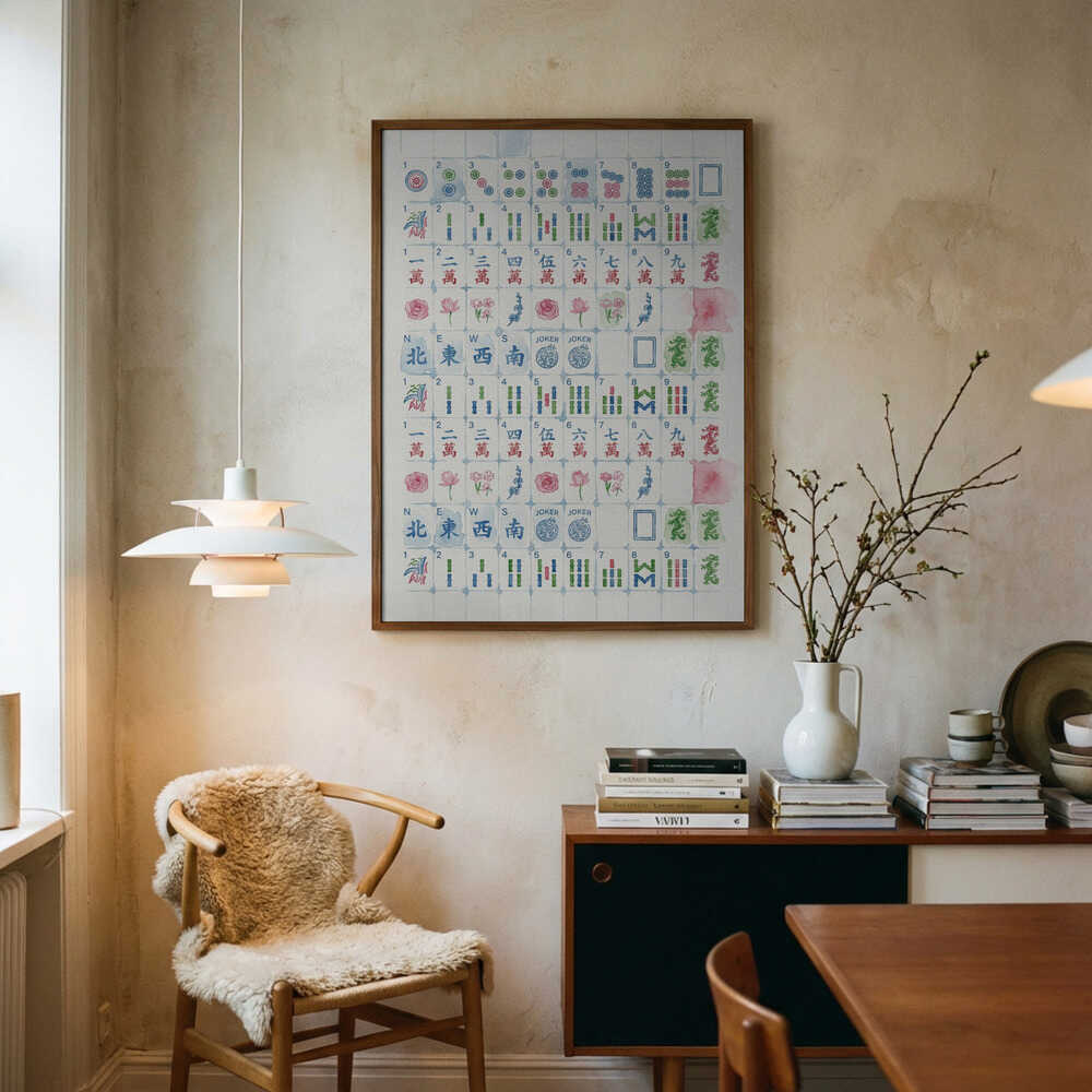 Poster „Mahjong-Steine in Aquarell“