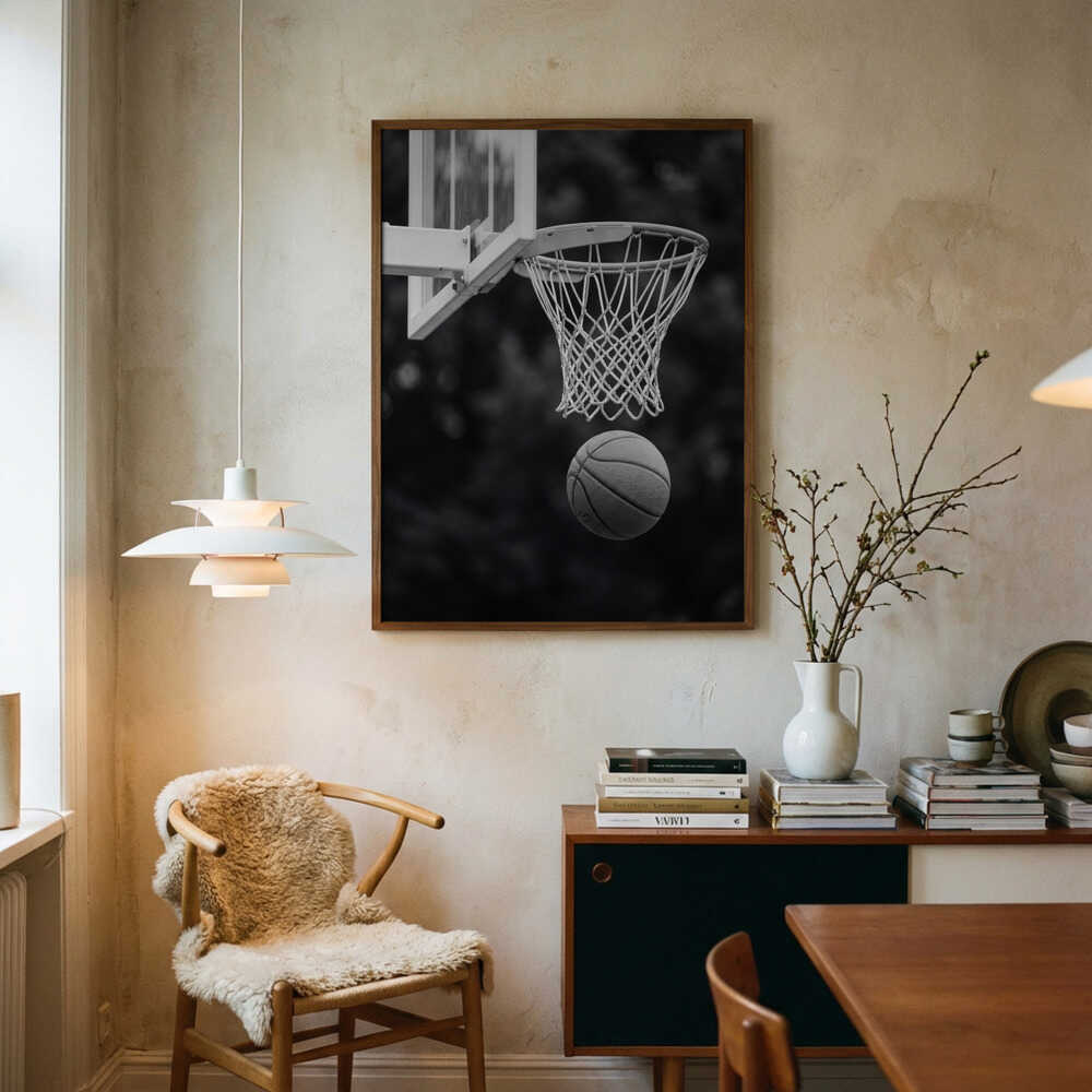 Poster „Basketball-Wurf auf den Korb“