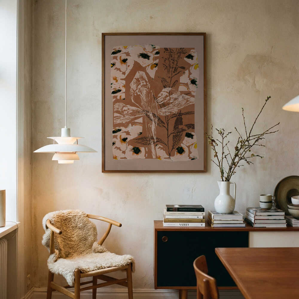 Poster „Erdige Blumen-Collage“