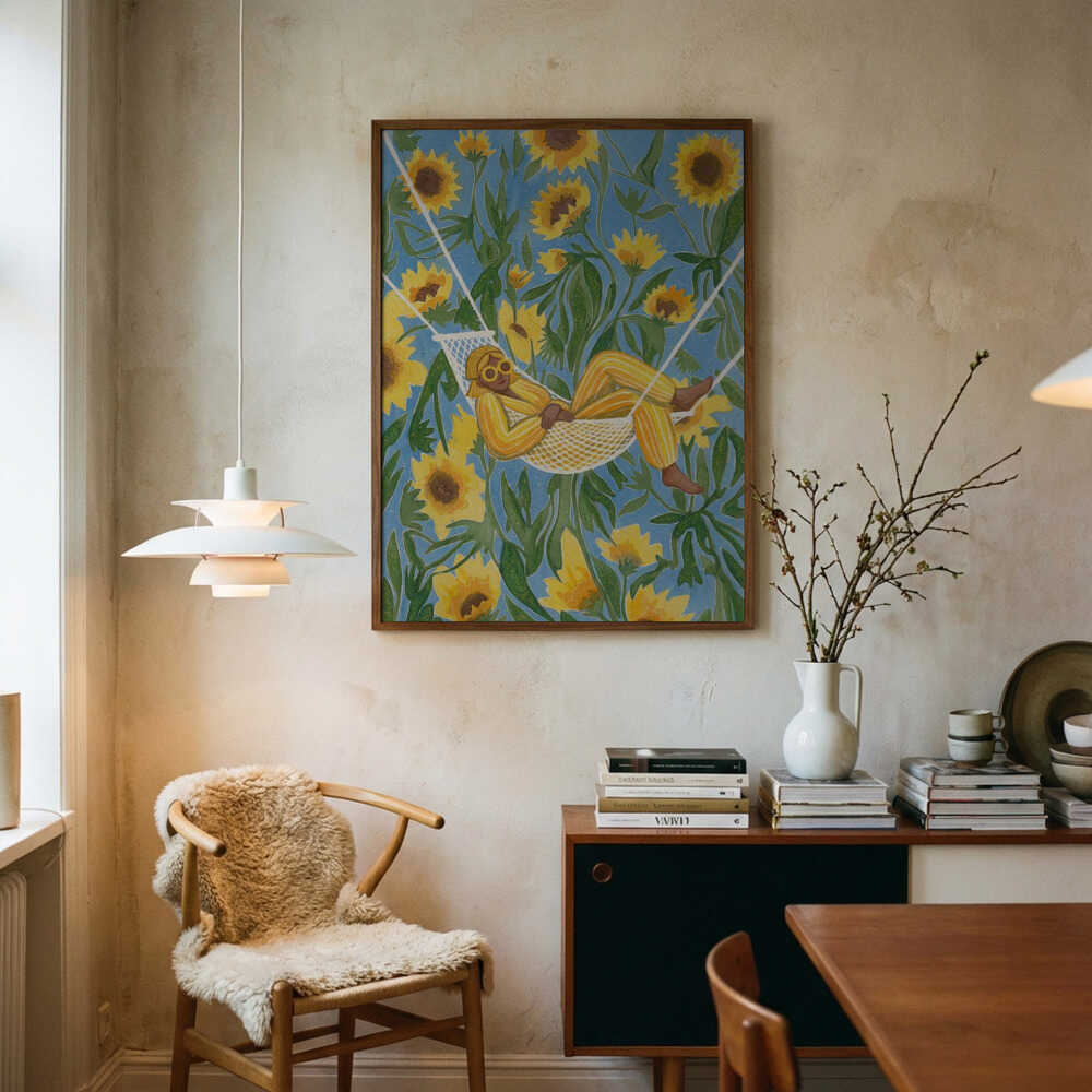 Entspannung zwischen Sonnenblumen Poster
