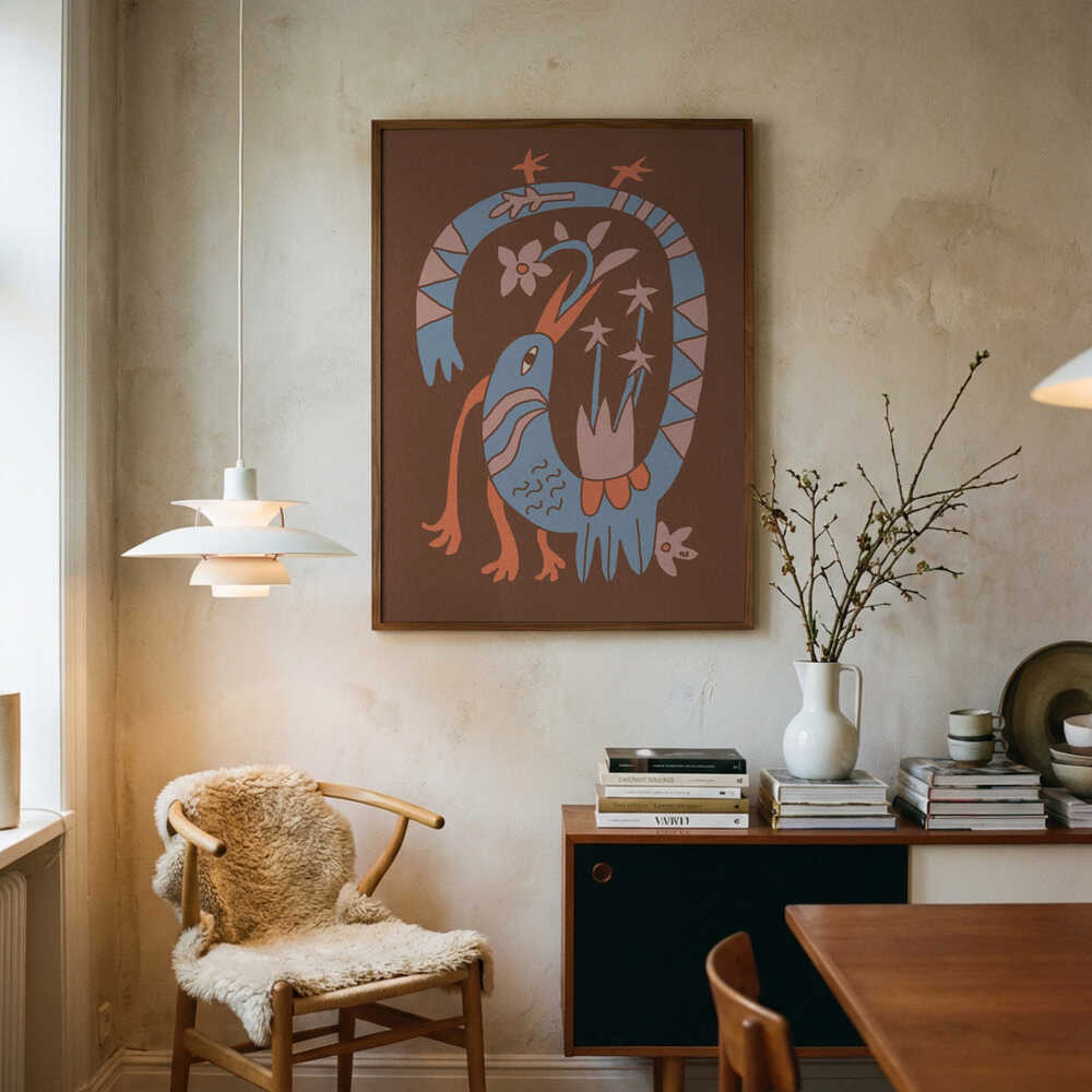 Verspielter Volkskunstvogel – Poster