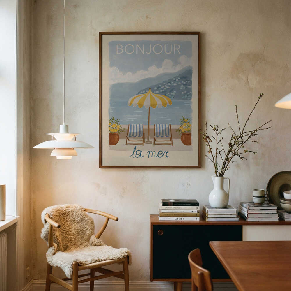 Poster mit „Bonjour La Mer“-Auszeit