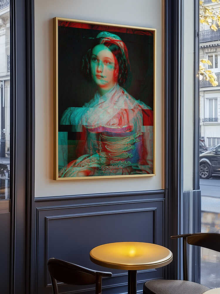 Porträt einer Frau mit Glitch-Effekt – Poster