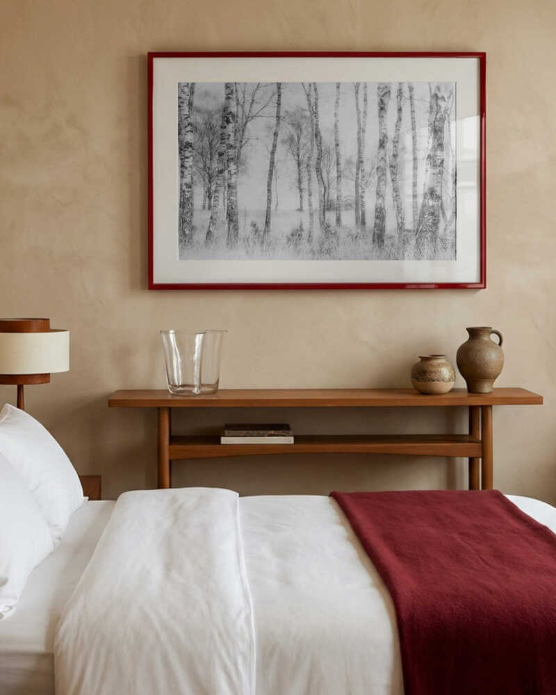 Black and white Birch forest Poster