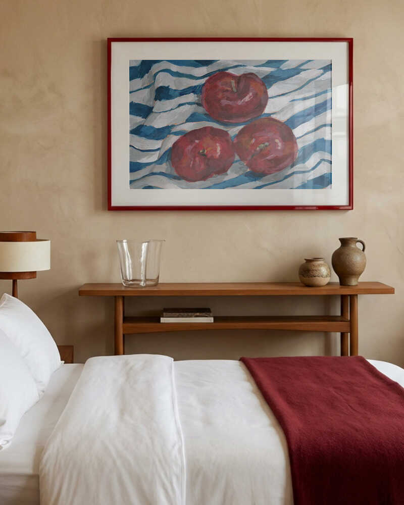Fresh Apples on Stripes Poster