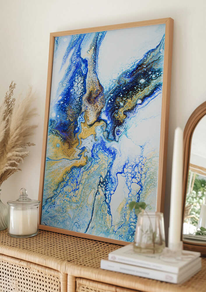 Golden Blue Flow Poster