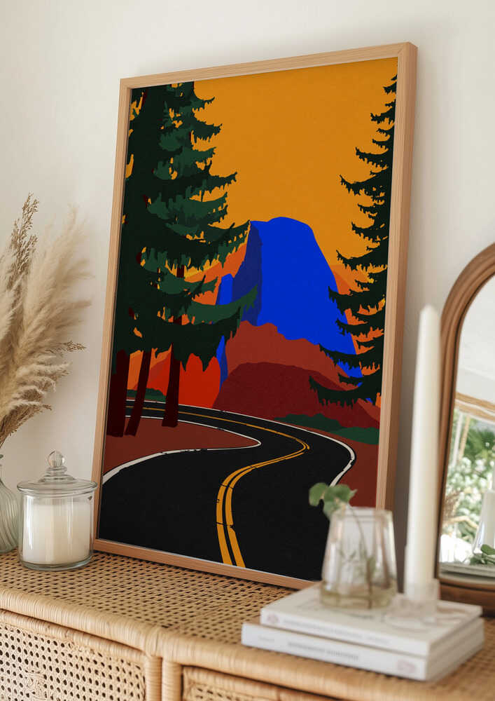 Poster mit der Clacier Road und Half Dome