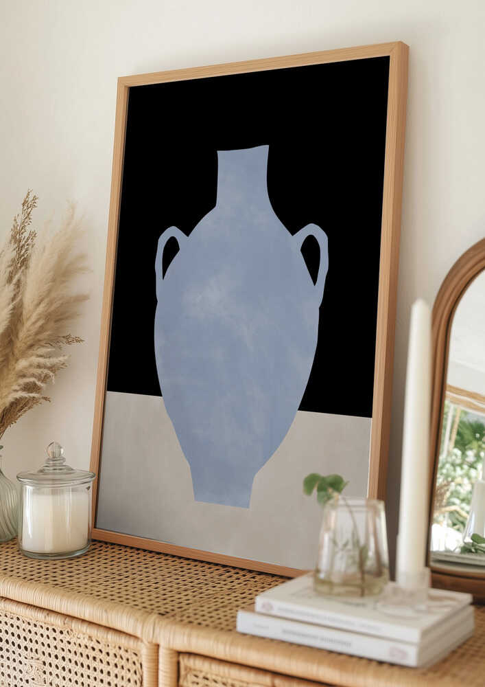 Blaues minimalistisches Vasen-Poster