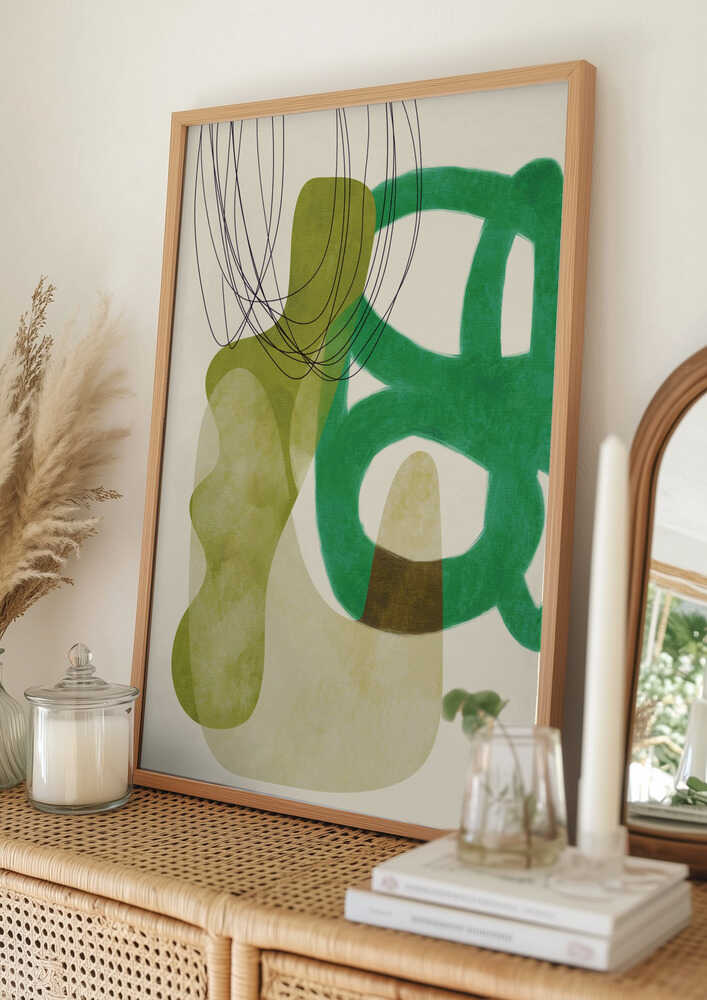 Gemalte Linien Grün Beige Kopie Poster