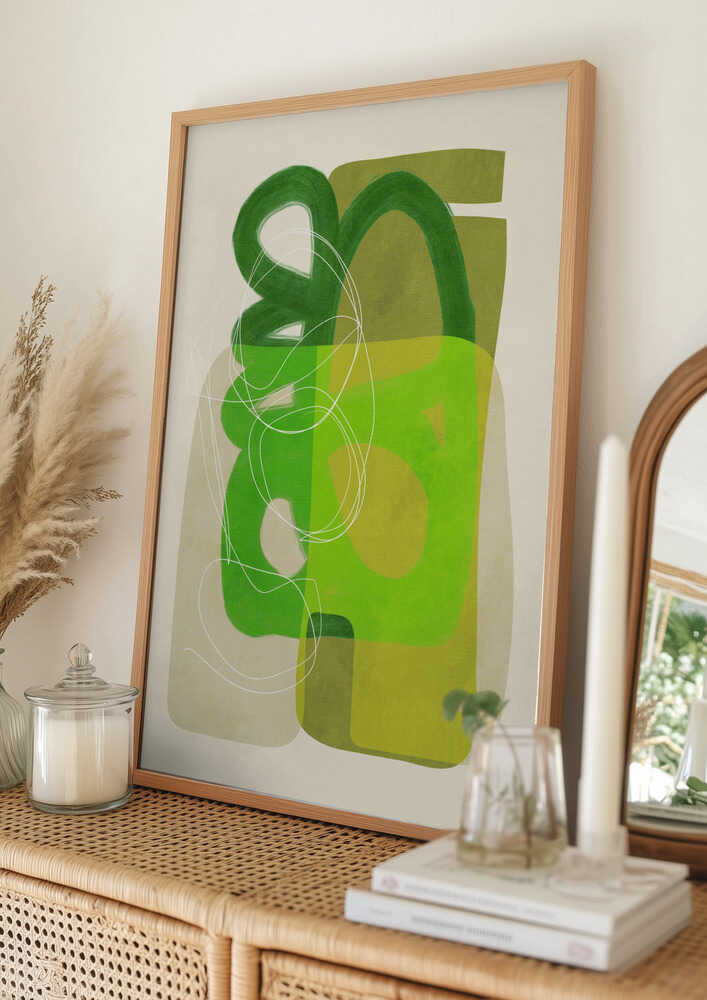 Painted Lines Green Tan 4 Kopie Poster