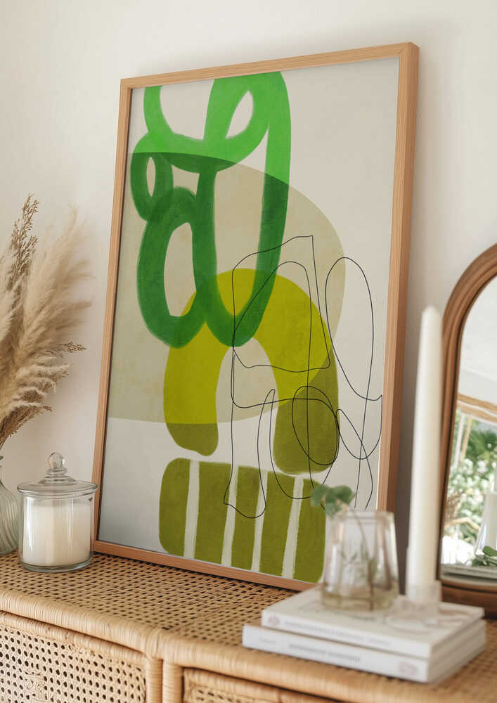 Gemalte Linien Grün Beige 2 Kopie Poster