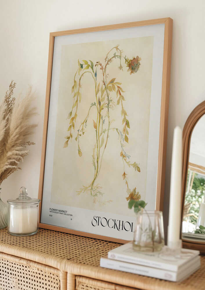 Watercolor print collection. Flower market - Stockholm Poster